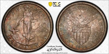 1909-S Peso KM-172  Ag MS67