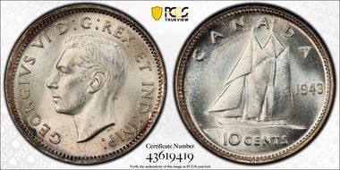 1943 10C MS65