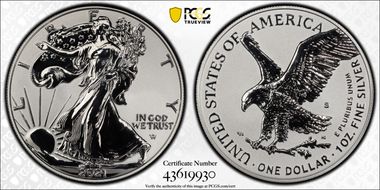 2021-S $1 Silver Eagle Rev PR - Type 2 Designer Edition PR69