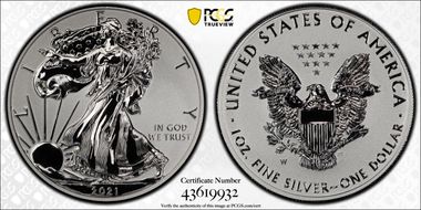 2021-W $1 Silver Eagle Rev PR - Type 1 Designer Edition PR70
