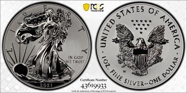 2021-W $1 Silver Eagle Rev PR - Type 1 Designer Edition PR70