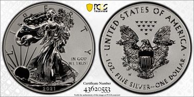 2021-W $1 Silver Eagle Rev PR - Type 1 Designer Edition - First Strike PR69