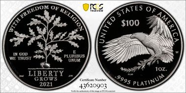 2021-W $100 Freedom of Religion PR70DCAM