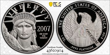 2007-W $100 Statue of Liberty PR70DCAM