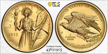2015-W $100 High Relief  .9999 Fine Gold MS70
