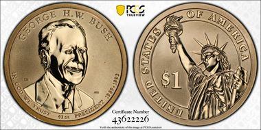 2020-S $1 George H.W. Bush - Rev PR Coin & Chronicles Set First Strike PR69