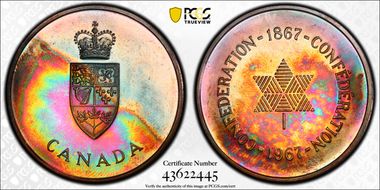 1967 ($1) Centennial of Confederation Medal X-M1 .925 Ag PL67