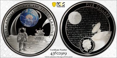 2019 $5 Moon Landing 50th Ann. PR70DCAM