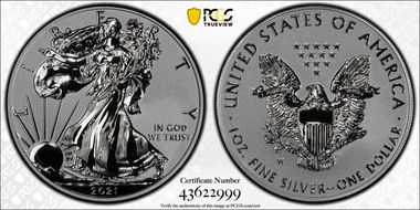 2021-W $1 Silver Eagle Rev PR - Type 1 Designer Edition - First Strike PR70