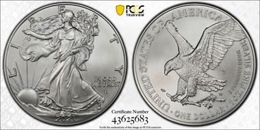 2021-W $1 Burnished Silver Eagle-Type 2 SP68
