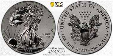 2021-W $1 Silver Eagle Rev PR - Type 1 Designer Edition PR69