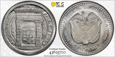 1956 Peso 200th Ann. Popayan Mint MS67