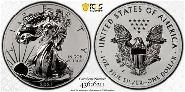 2021-S $1 Silver Eagle Rev PR - Type 2 Designer Edition PR70