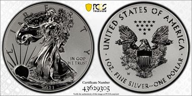 2021-W $1 Silver Eagle Rev PR - Type 1 Designer Edition - First Strike PR70