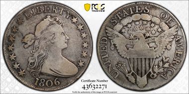 1806 50C Pointed 6, No Stem F15