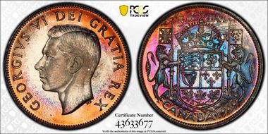 1949 50C Narrow Date MS65