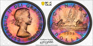 1953 S$1 No Strap, FWL MS65