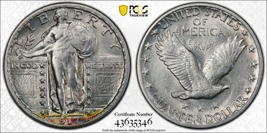 1917-S 25C Type 2 AU58FH