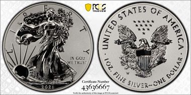 2021-W $1 Silver Eagle Rev PR - Type 1 Designer Edition PR70