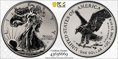 2021-S $1 Silver Eagle Rev PR - Type 2 Designer Edition PR70