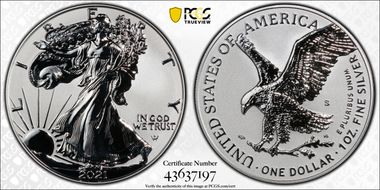2021-S $1 Silver Eagle Rev PR - Type 2 Designer Edition - First Strike PR70