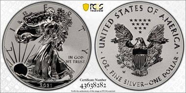 2021-W $1 Silver Eagle Rev PR - Type 1 Designer Edition - First Strike PR70