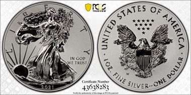 2021-W $1 Silver Eagle Rev PR - Type 1 Designer Edition - First Strike PR70