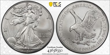 2021-W $1 Burnished Silver Eagle-Type 2 SP69