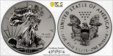 2021-W $1 Silver Eagle Rev PR - Type 1 Designer Edition - First Strike PR69