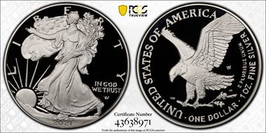 2021-W  $1 Silver Eagle - Type 2 First Strike PR70DCAM