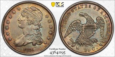 1831 25C Large Letters AU58