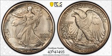 1917-S 50C Obverse MS65+