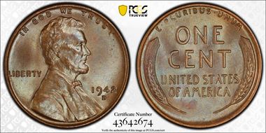 1942-D 1C MS65BN