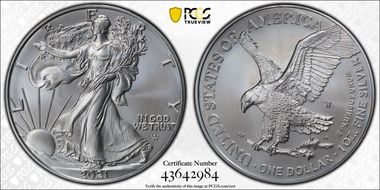 2021-W $1 Burnished Silver Eagle-Type 2 First Strike SP70