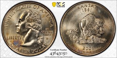 2005-D 25C Kansas MS66