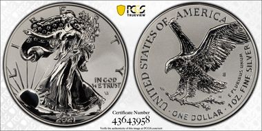 2021-S $1 Silver Eagle Rev PR - Type 2 Designer Edition - First Strike PR70