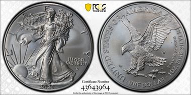 2021-W $1 Burnished Silver Eagle-Type 2 First Strike SP70