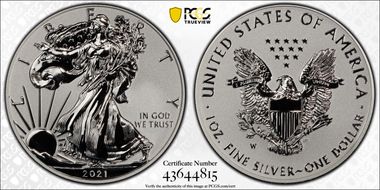 2021-W $1 Silver Eagle Rev PR - Type 1 Designer Edition - First Strike PR70