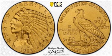 1913 $5 PR67+ 