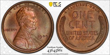 1909 1C Lincoln MS64BN