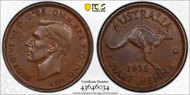 1939 1/2D Kangaroo Reverse AU55BN