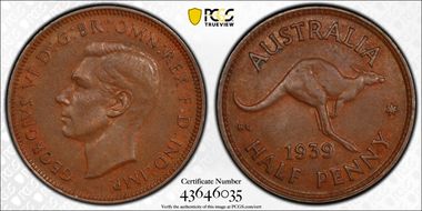1939 1/2D Kangaroo Reverse AU53BN