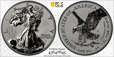 2021-S $1 Silver Eagle Rev PR - Type 2 Designer Edition - First Strike PR70