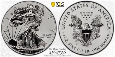 2021-W $1 Silver Eagle Rev PR - Type 1 Designer Edition - First Strike PR70