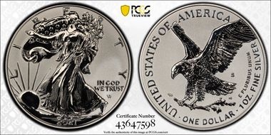 2021-S $1 Silver Eagle Rev PR - Type 2 Designer Edition PR70
