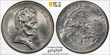 1918 50C Lincoln-Illinois MS64