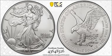 2021-W $1 Burnished Silver Eagle-Type 2 First Strike SP70