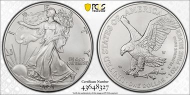 2021-W $1 Burnished Silver Eagle-Type 2 First Strike SP70