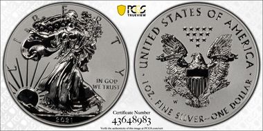 2021-W $1 Silver Eagle Rev PR - Type 1 Designer Edition - First Strike PR69