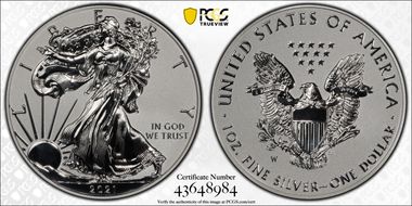 2021-W $1 Silver Eagle Rev PR - Type 1 Designer Edition - First Strike PR69